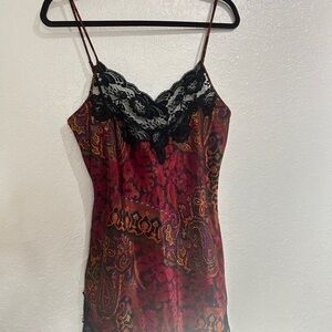 Victoria's Secret Red and Black Chemise with Lace Trim